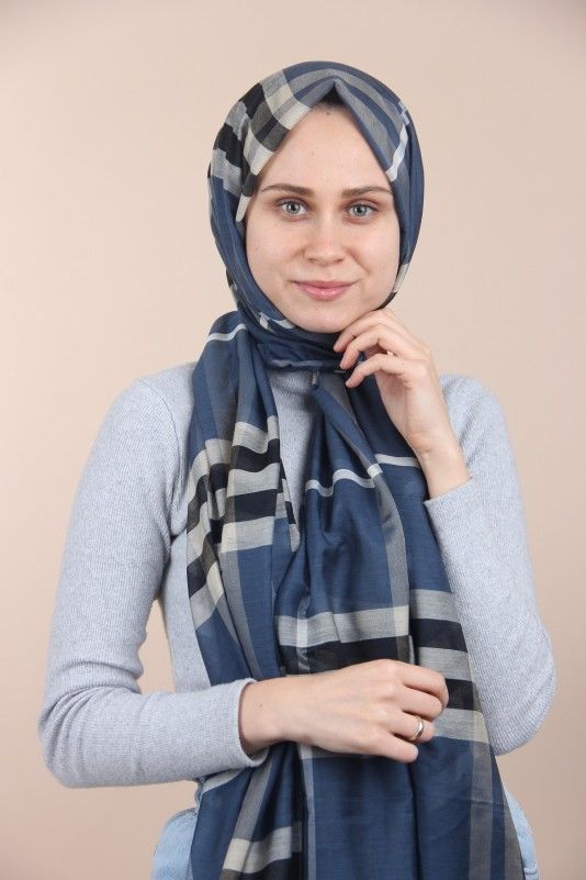 Burberry Şal Lacivert Krem