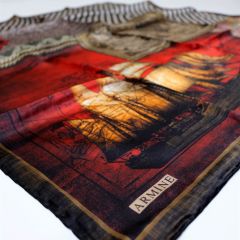 ARMİNE  İPEK EŞARP NOSTALJİ PİRİ REİS HARİTALI GEMİLİ MODEL   7473-25