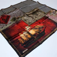 ARMİNE  İPEK EŞARP NOSTALJİ PİRİ REİS HARİTALI GEMİLİ MODEL   7473-25