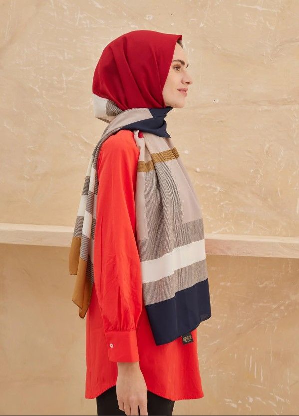 CARDİON MEDİNE İPEĞİ ŞAL EKOSE MODEL BORDO LACİVERT TABA