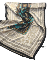 Versace Vual İpek Şal  Siyah Petrol