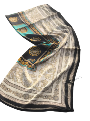 Versace Vual İpek Şal  Siyah Petrol