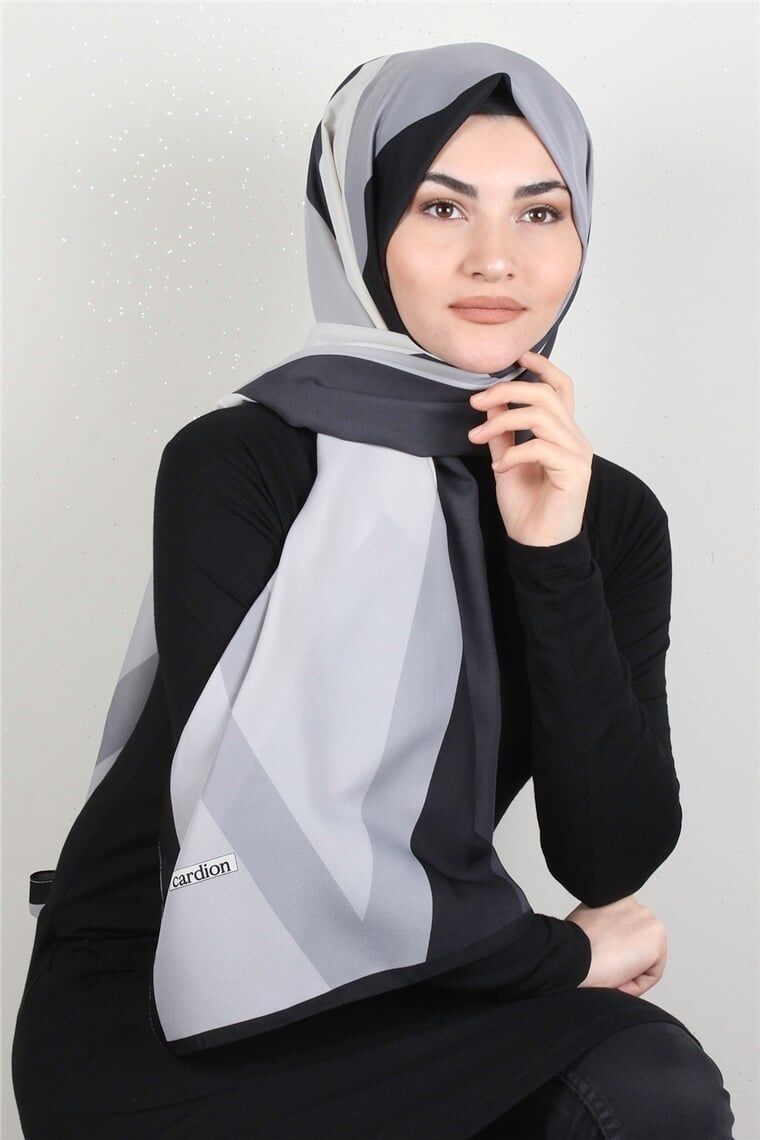 CARDİON MEDİNE İPEĞİ ŞAL BAKLAVA MODEL SİYAH GRİ