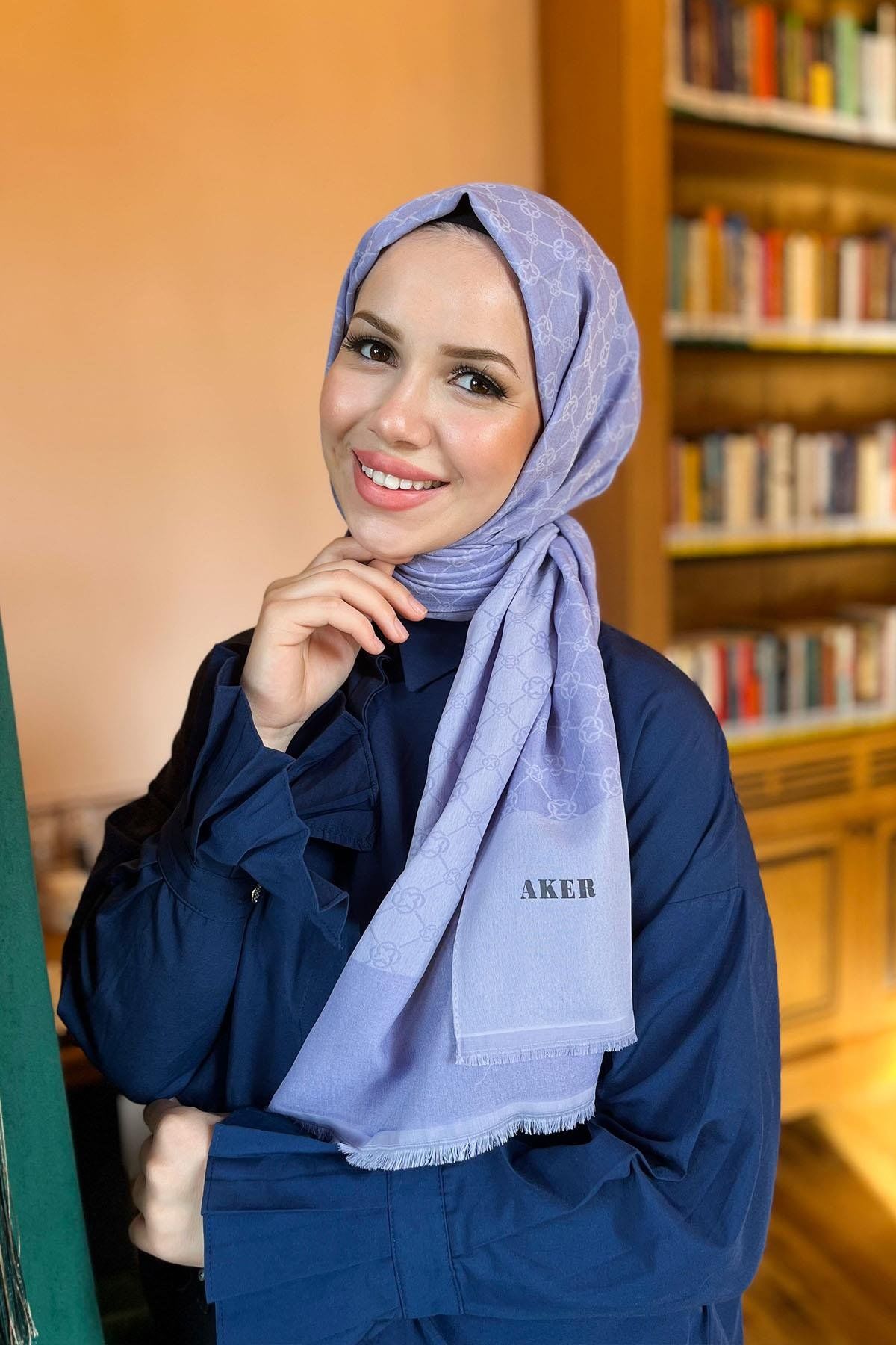 AKER ELEGANCE MONOGRAM ŞAL 1090100-992 LİLA