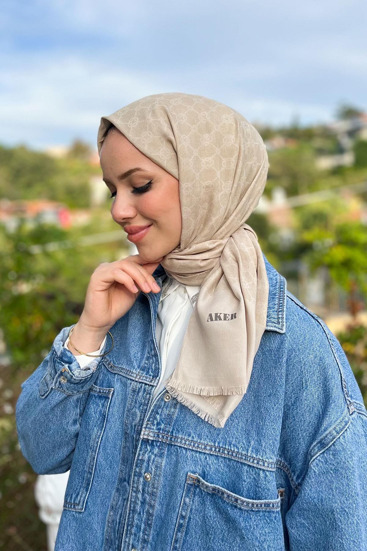 AKER ELEGANCE MONOGRAM ŞAL 1090100-933 TAŞ