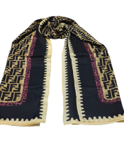 F DESEN  VUAL İPEK ŞAL  SİYAH FUŞYA