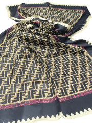 F DESEN  VUAL İPEK ŞAL  SİYAH FUŞYA