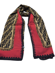 F DESEN  VUAL İPEK ŞAL  SİYAH BORDO