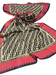 F DESEN  VUAL İPEK ŞAL  SİYAH BORDO