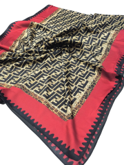 F DESEN  VUAL İPEK ŞAL  SİYAH BORDO