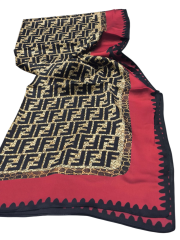 F DESEN  VUAL İPEK ŞAL  SİYAH BORDO