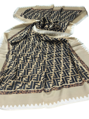 F DESEN  VUAL İPEK ŞAL  BEJ SİYAH