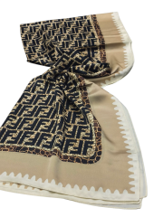 F DESEN  VUAL İPEK ŞAL  BEJ SİYAH