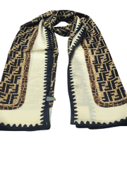 F DESEN  VUAL İPEK ŞAL KREM SİYAH