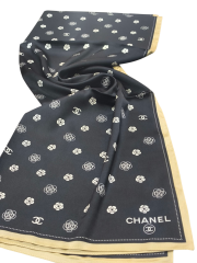 C DESEN LOGO MODEL VUAL İPEK ŞAL SİYAH BEJ