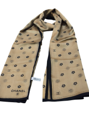 C DESEN LOGO MODEL VUAL İPEK ŞAL  GOLD SİYAH