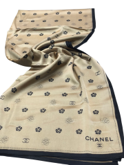 C DESEN LOGO MODEL VUAL İPEK ŞAL  GOLD SİYAH