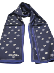 C DESEN LOGO MODEL VUAL İPEK ŞAL LACİVERT