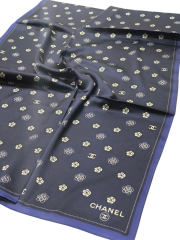 C DESEN LOGO MODEL VUAL İPEK ŞAL LACİVERT