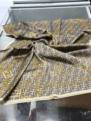 FENDİ ZİNCİR  DESEN  VUAL İPEK ŞAL SİYAH KREM