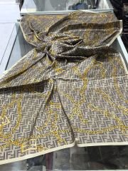 FENDİ ZİNCİR  DESEN  VUAL İPEK ŞAL SİYAH KREM