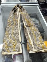 FENDİ ZİNCİR  DESEN  VUAL İPEK ŞAL SİYAH KREM