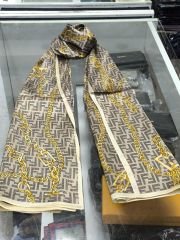 FENDİ ZİNCİR  DESEN  VUAL İPEK ŞAL SİYAH KREM