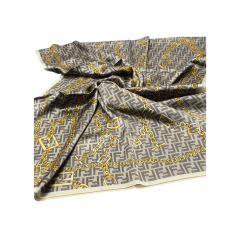 FENDİ ZİNCİR  DESEN  VUAL İPEK ŞAL SİYAH KREM