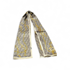 FENDİ ZİNCİR  DESEN  VUAL İPEK ŞAL SİYAH KREM