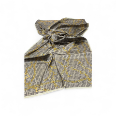 FENDİ ZİNCİR  DESEN  VUAL İPEK ŞAL SİYAH KREM