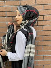 Burberry Şal Siyah Kırmızı