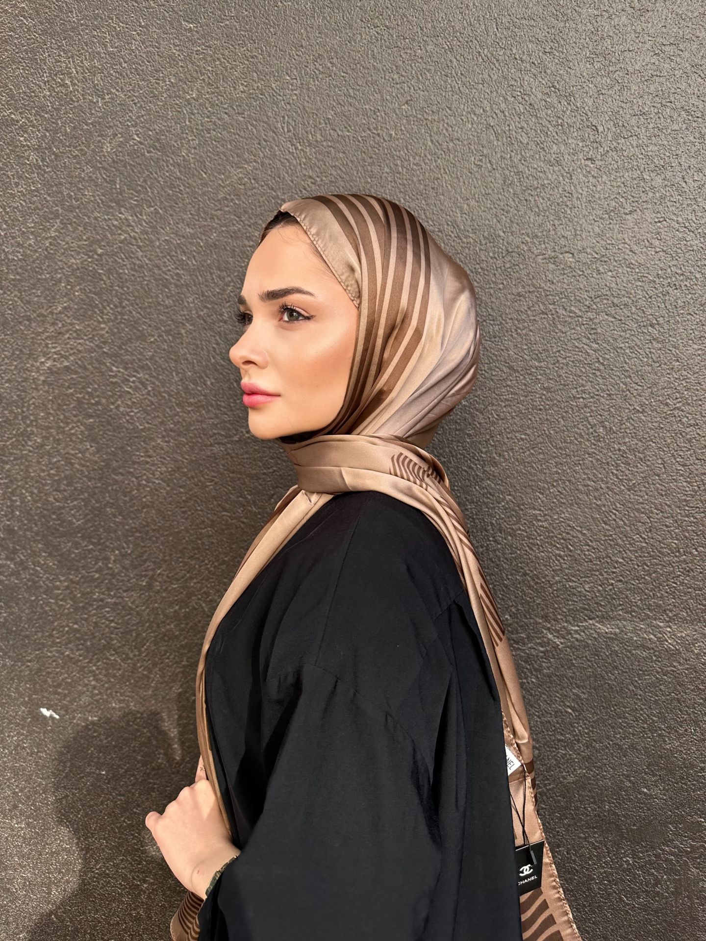 C DESEN VUAL İPEK ŞAL  VİZON