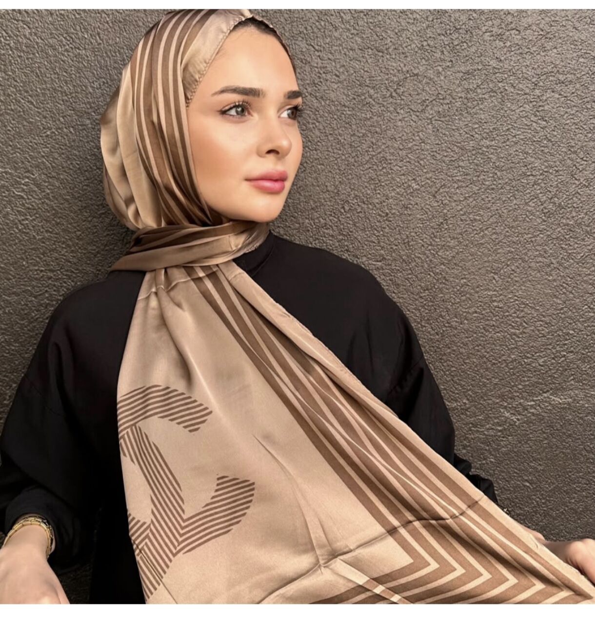 C DESEN VUAL İPEK ŞAL  VİZON