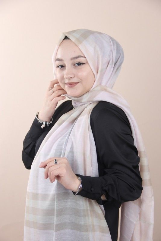 Ekose Şal Pudra Rengi