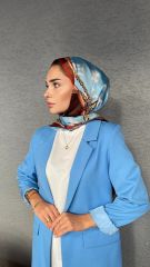 LV DESEN VUAL İPEK ŞAL KAHVERENGİ MAVİ