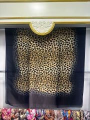 VUAL İPEK ŞAL LEOPAR DESENLİ SİYAH