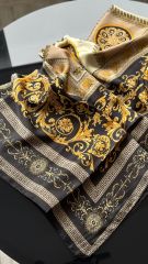 Vual İpek Şal Varok Desen Siyah Gold
