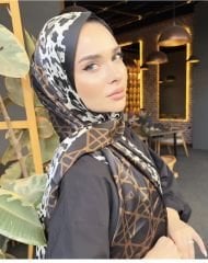 Vual İpek Şal Siyah Kahve