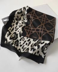 Dior Vual İpek Şal Siyah Kahve