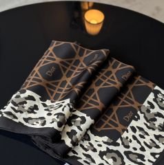 Dior Vual İpek Şal Siyah Kahve