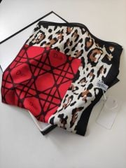 Dior Vual İpek Şal Siyah Kırmızı