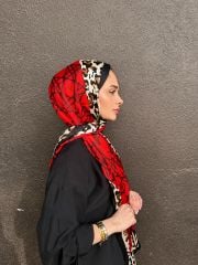 Dior Vual İpek Şal Siyah Kırmızı