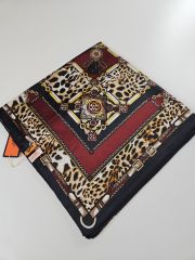 VUAL İPEK ŞAL LEOPAR DESENLİ BORDO SİYAH
