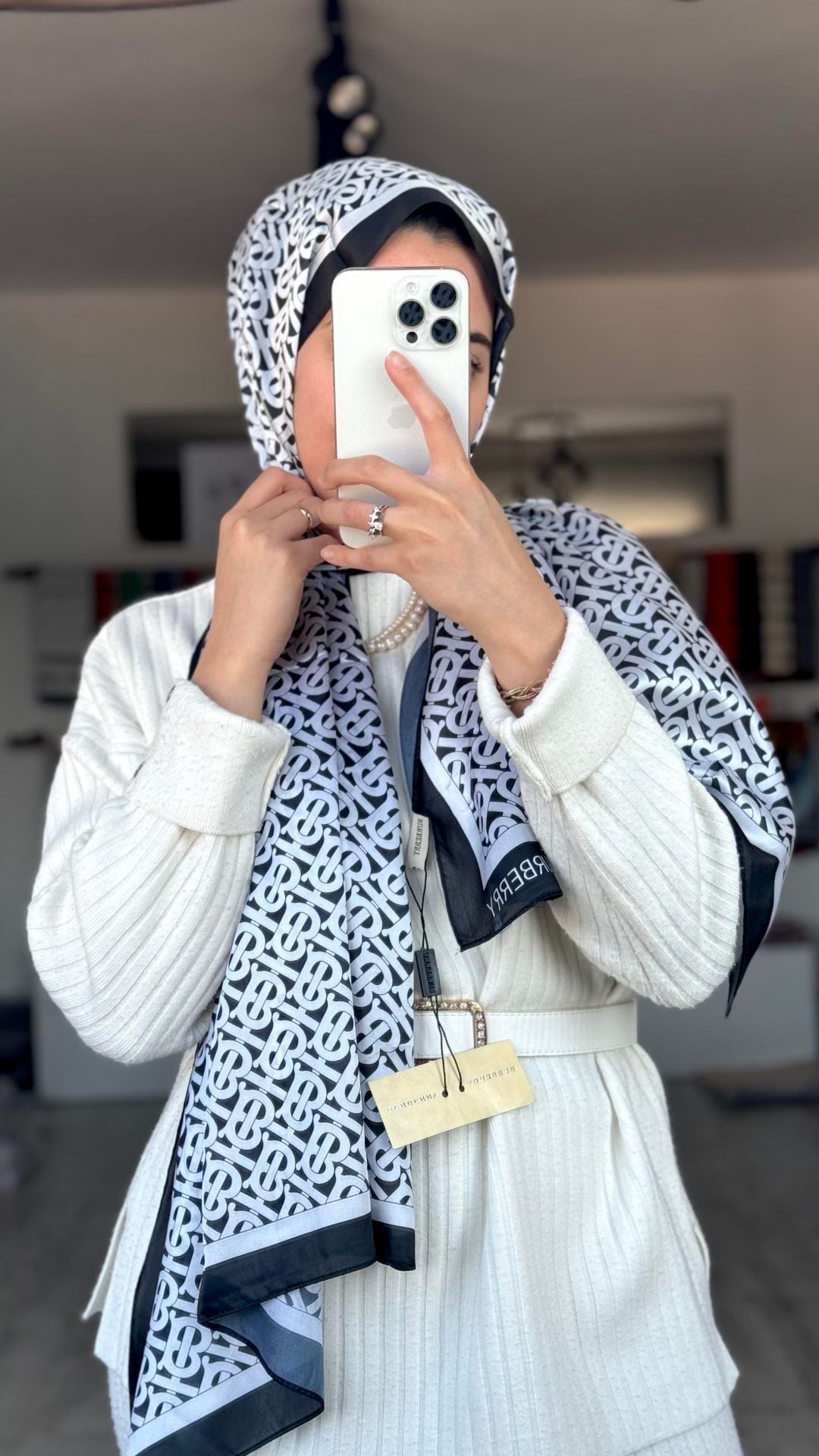 Vual İpek Şal Siyah Beyaz