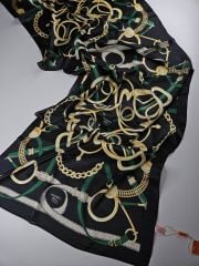 HERMES VUAL İPEK ŞAL SİYAH YEŞİL