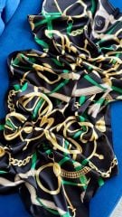 HERMES VUAL İPEK ŞAL SİYAH YEŞİL