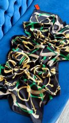 HERMES VUAL İPEK ŞAL SİYAH YEŞİL