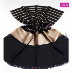 PİRAMİT PAMUK FLOŞLU ŞAL SİYAH GOLD