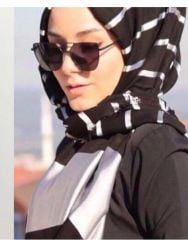 PİRAMİT PAMUK FLOŞLU ŞAL SİYAH GÜMÜŞ