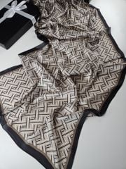FENDİ F  DESEN  VUAL İPEK ŞAL SİYAH VİZON